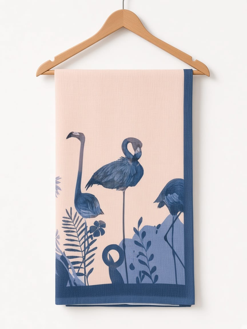 Luxury Flamingo Print Linen Festive Saree - image 4