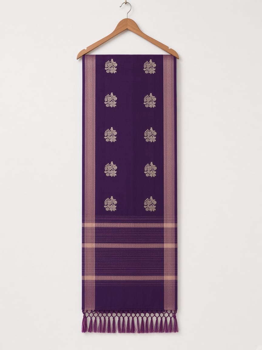 Deep Plum & Mauve Golden Heritage Festive Saree - image 5