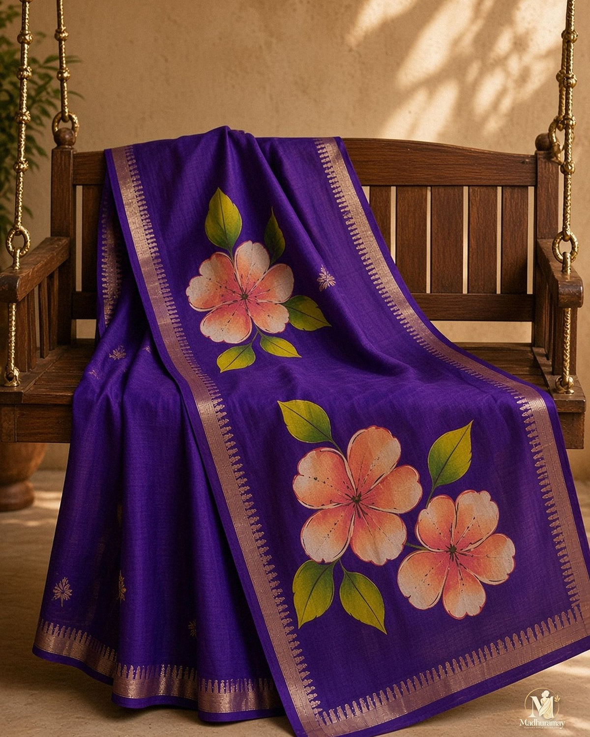 Purple Festive Bloom Saree with Zari Border - image 5