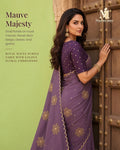 Royal Mauve Golden Blossom Festive Saree - image 1