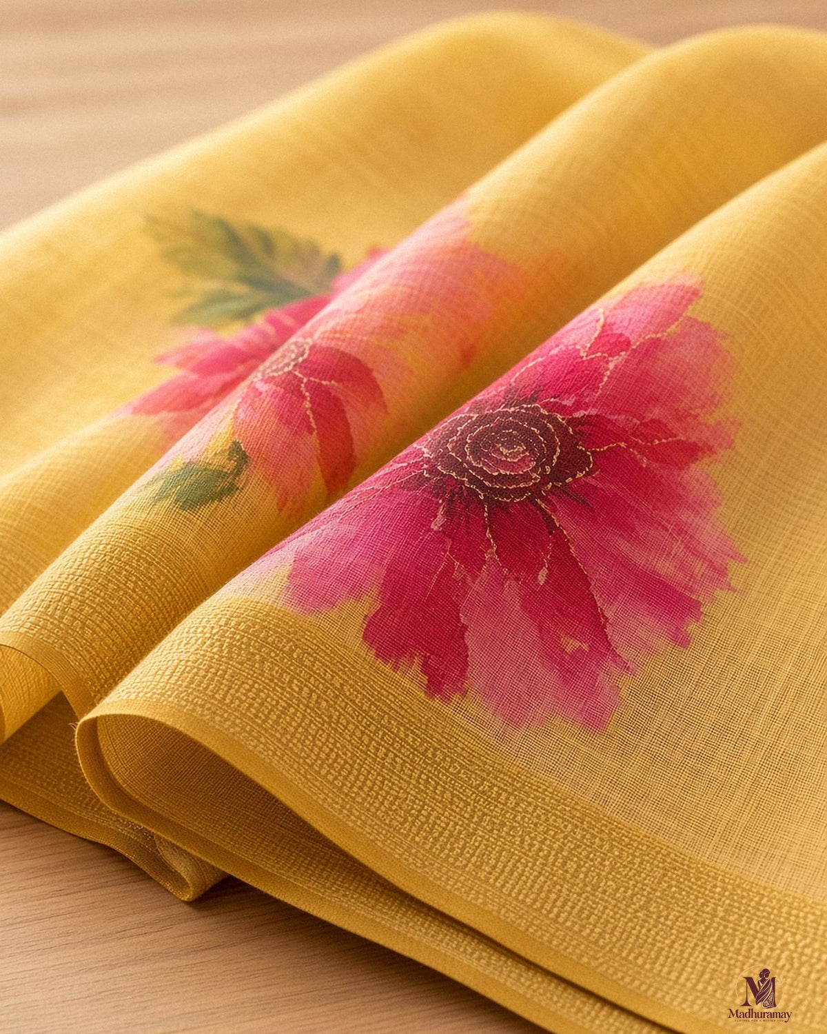 Mustard Yellow Golden Garden Festive Saree - image 4