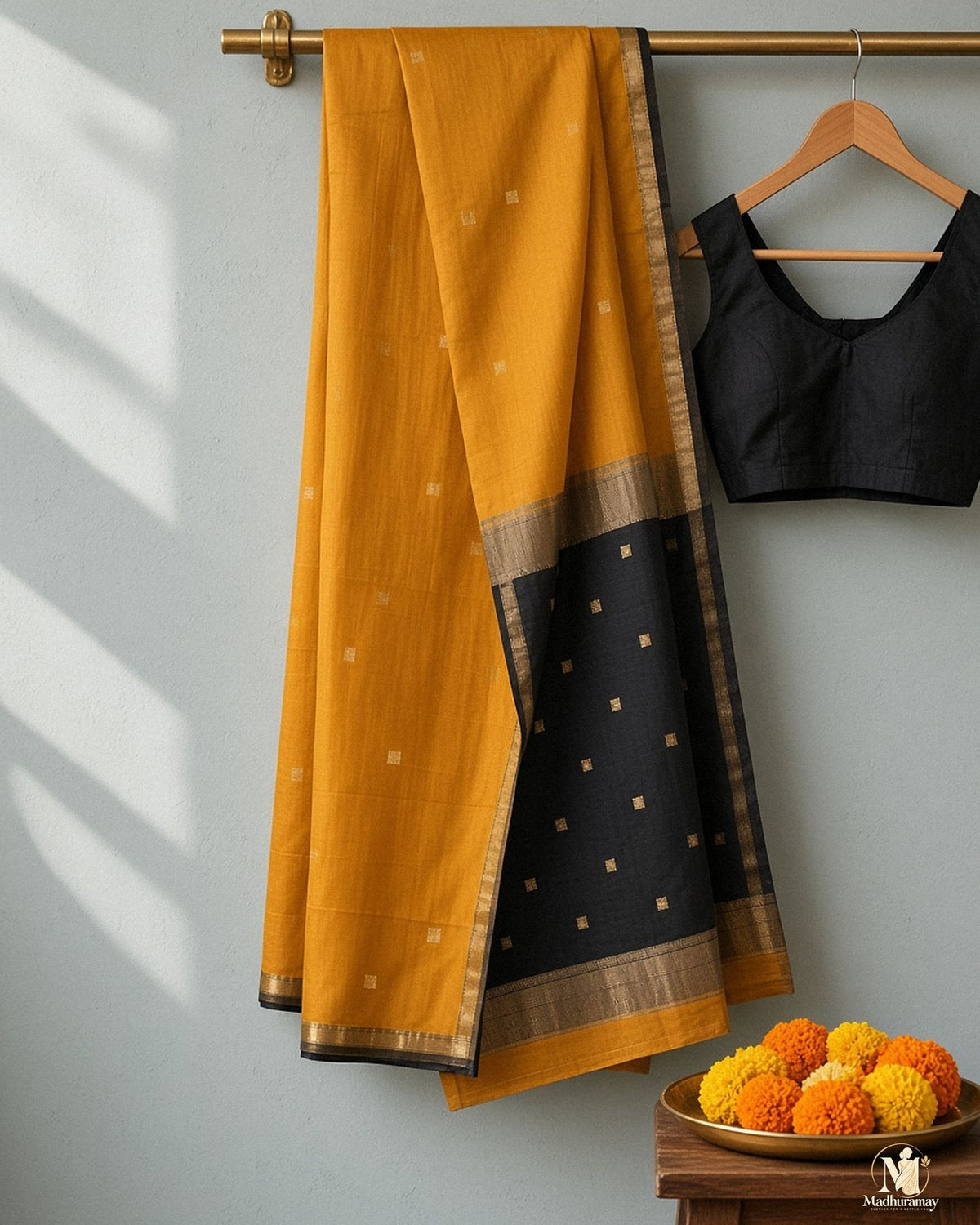 Mustard Gold Litchi Festive Saree – Limited Edition - image 2