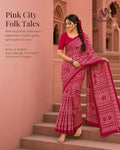 Pink & White Utsav Kalamkari Elephant Saree - image 1