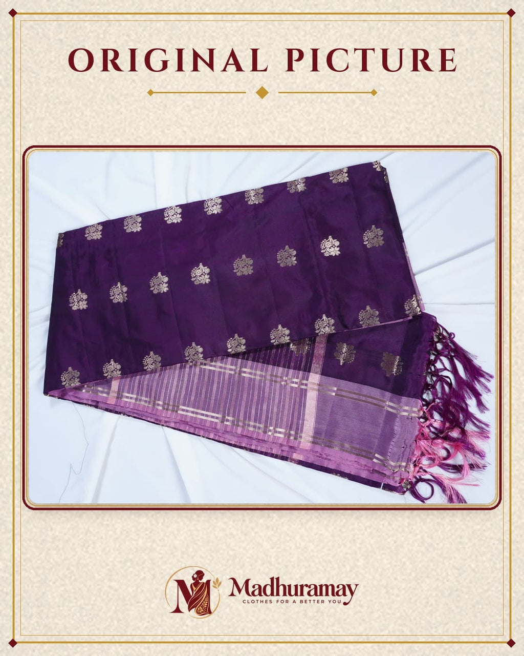 Deep Plum & Mauve Golden Heritage Festive Saree - image 2