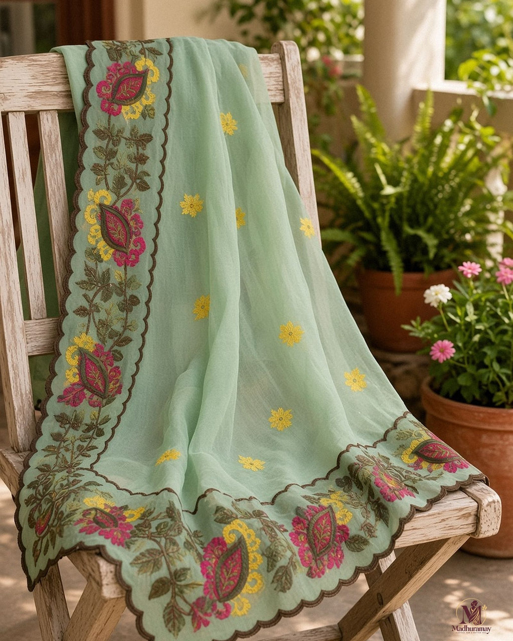 Mint Green Celebration Blossom Saree - image 5