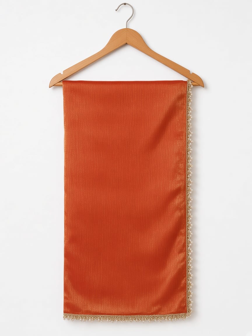 Rust Copper Golden Shimmer Party Glam Saree - image 4