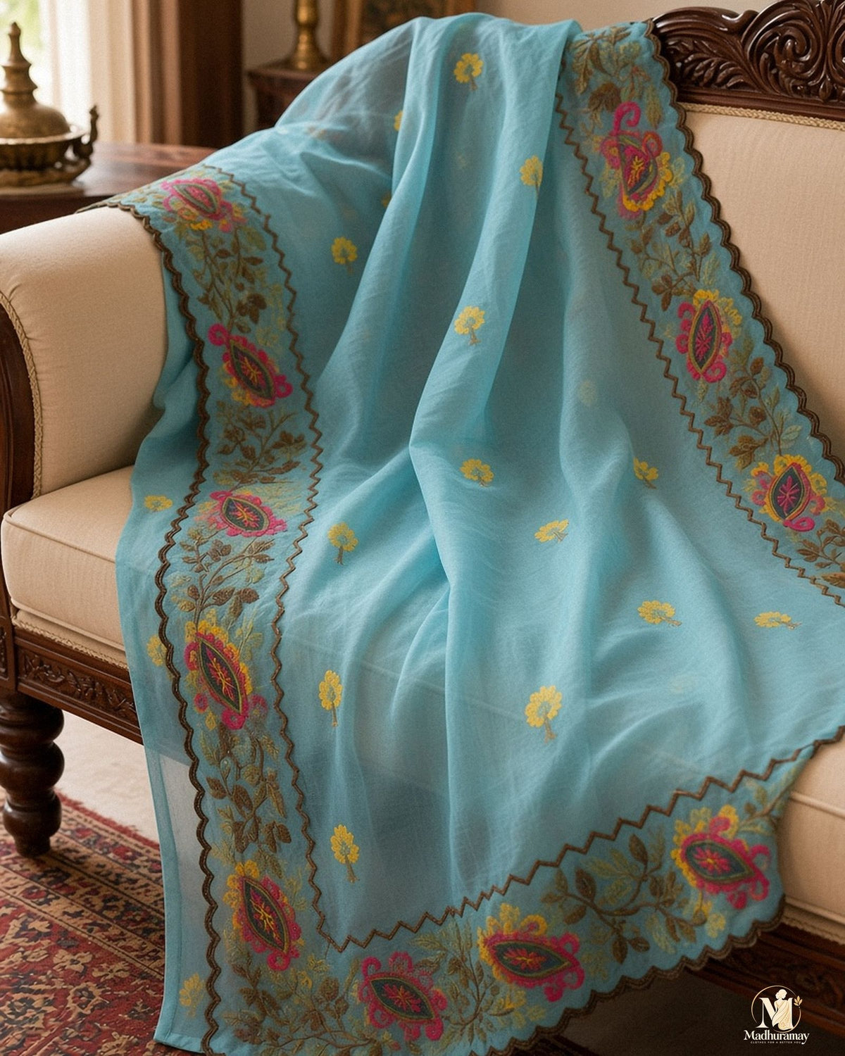 Sky Blue Celebration Blossom Saree - image 5