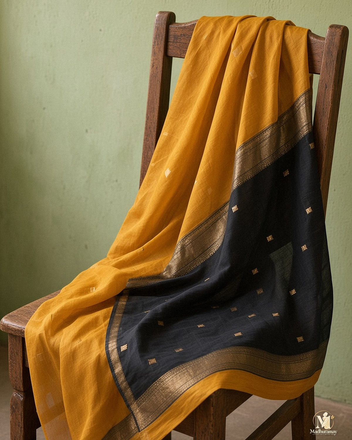 Mustard Gold Litchi Festive Saree – Limited Edition - image 5