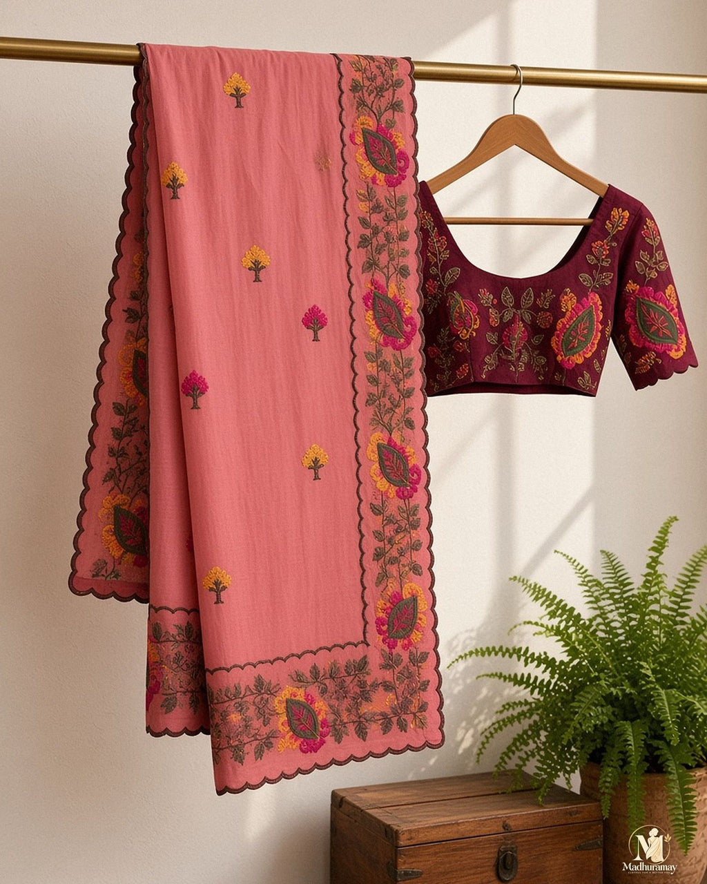 Dusty Rose Celebration Blossom Saree - image 2