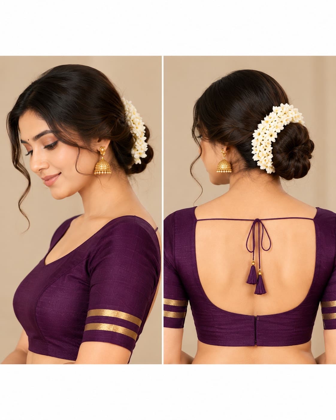 Rust Brown & Plum Golden Heritage Festive Saree - image 3