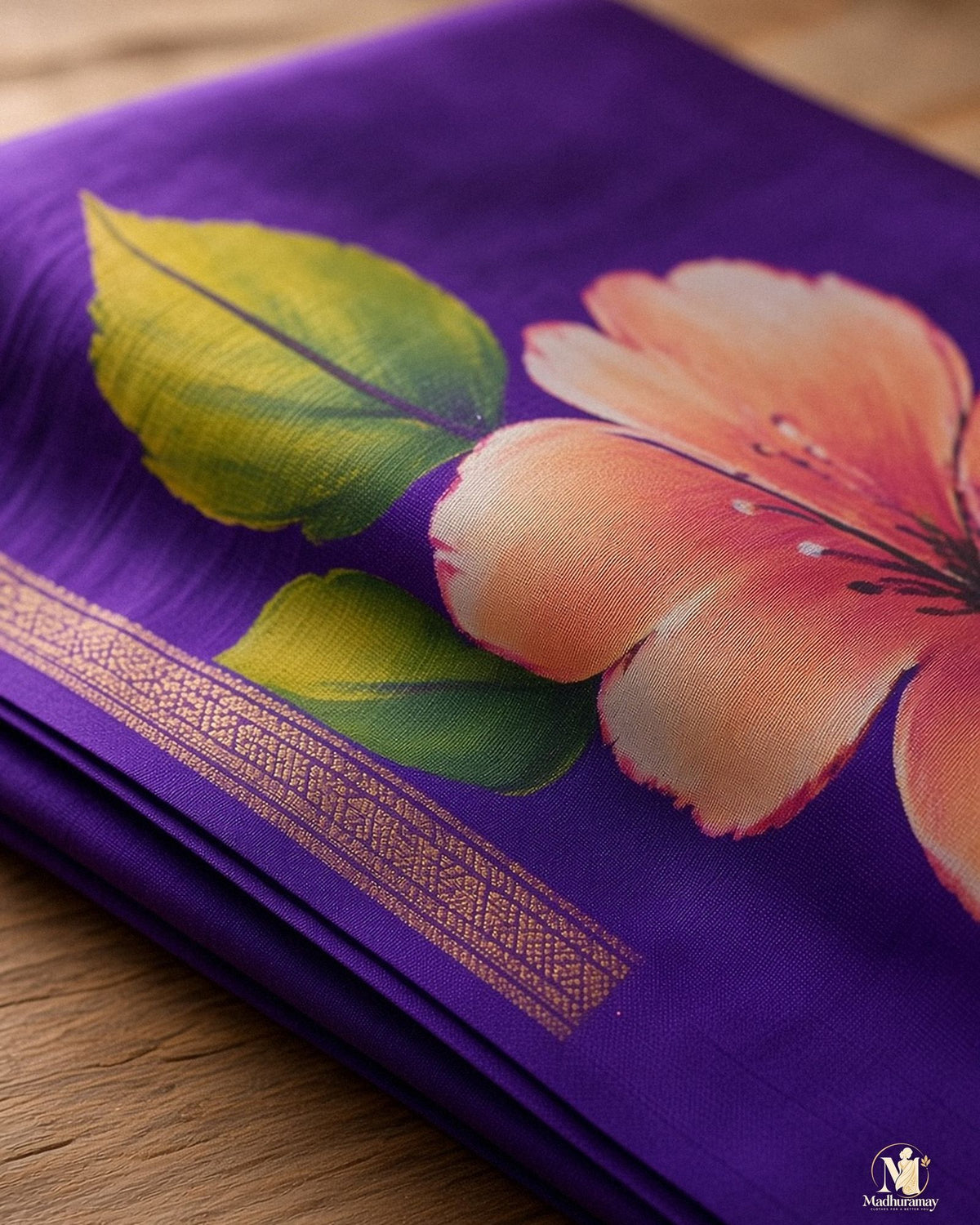 Purple Festive Bloom Saree with Zari Border - image 4