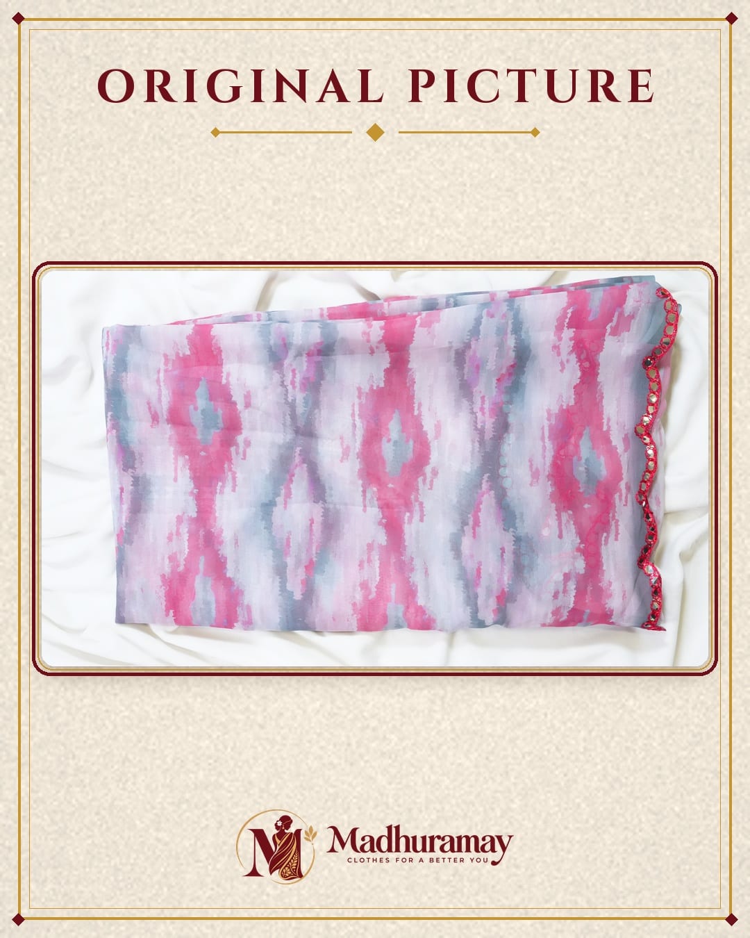 Grey Mauve Abstract Festive Saree with Mirror-Work Border - image 2