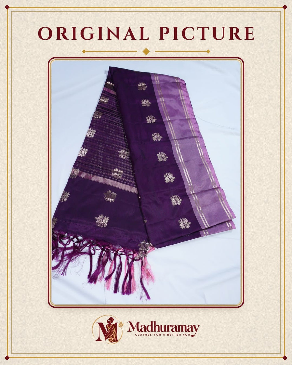 Deep Plum & Mauve Golden Heritage Festive Saree - image 3