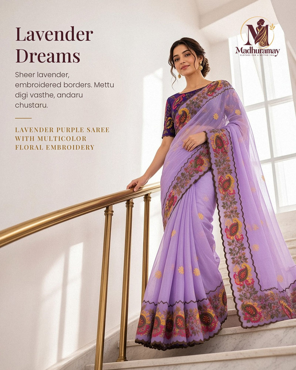 Lavender Celebration Blossom Saree - image 1
