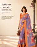 Lavender Golden Garden Festive Saree with Orange Border - image 1