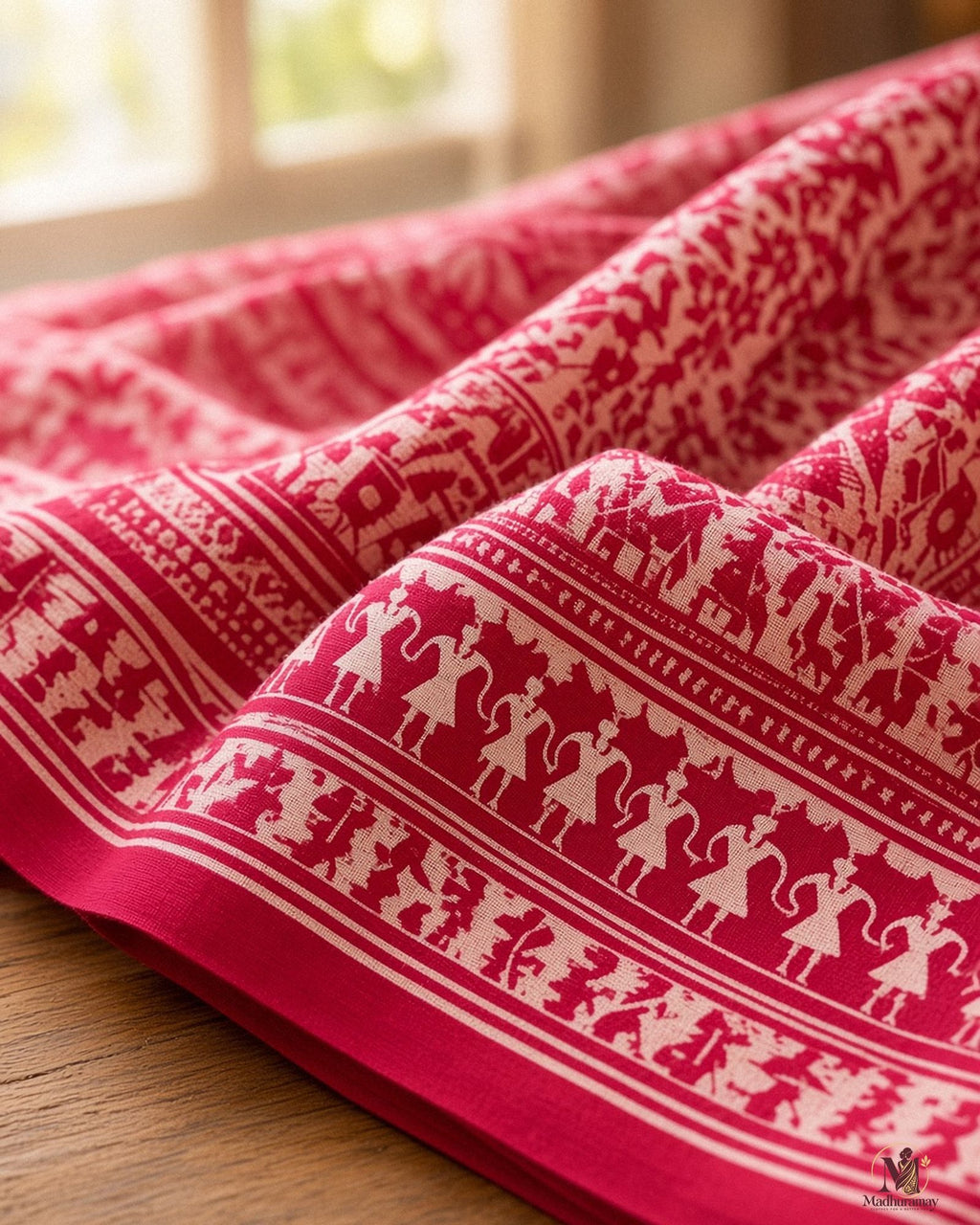 Pink & White Utsav Kalamkari Elephant Saree - image 4