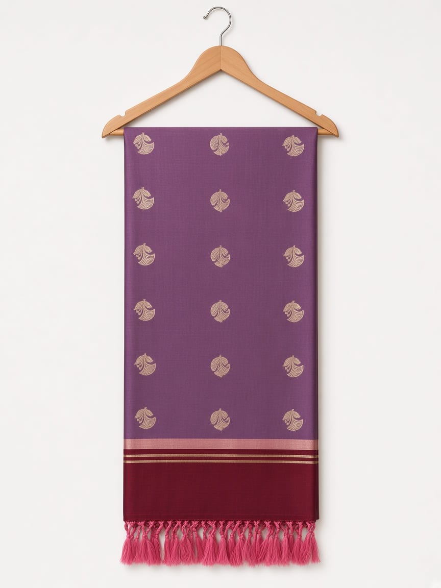 Mauve & Maroon Golden Heritage Festive Saree - image 4