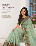 Mint Green Celebration Blossom Saree - image 1