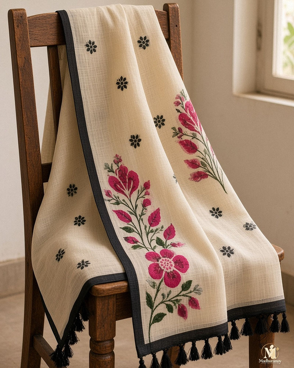 Ivory Beige Botanical Pallu Festive Saree - image 5