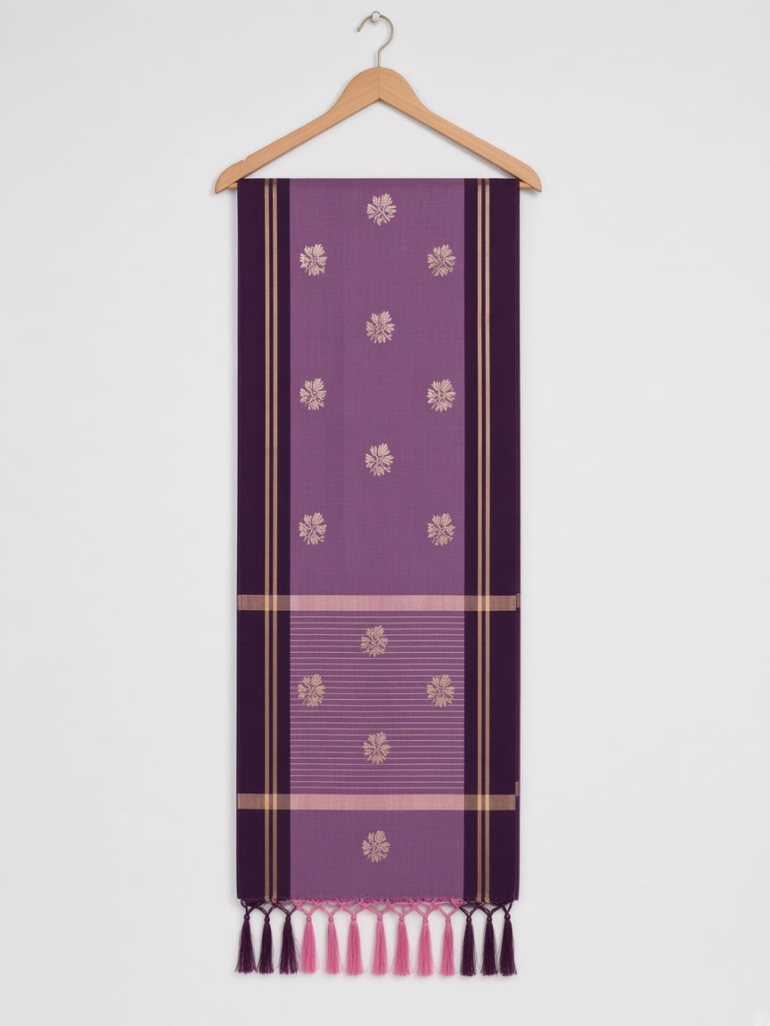 Dusty Mauve & Purple Golden Heritage Festive Saree - image 5
