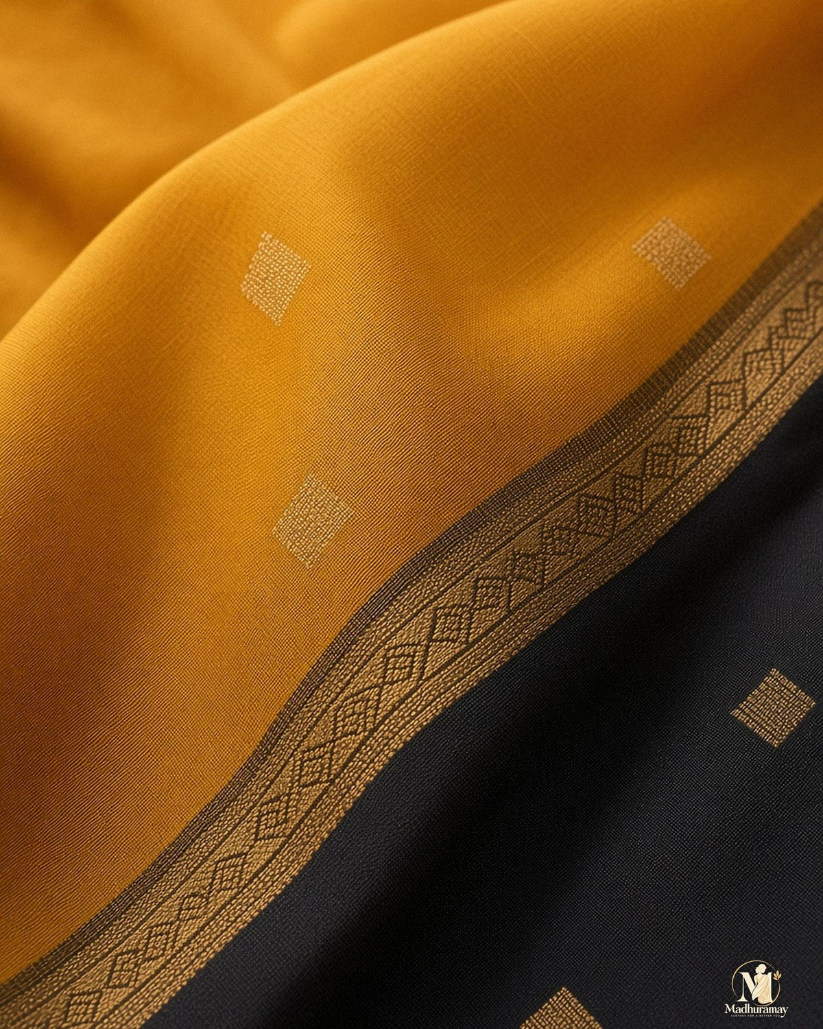 Mustard Gold Litchi Festive Saree – Limited Edition - image 4