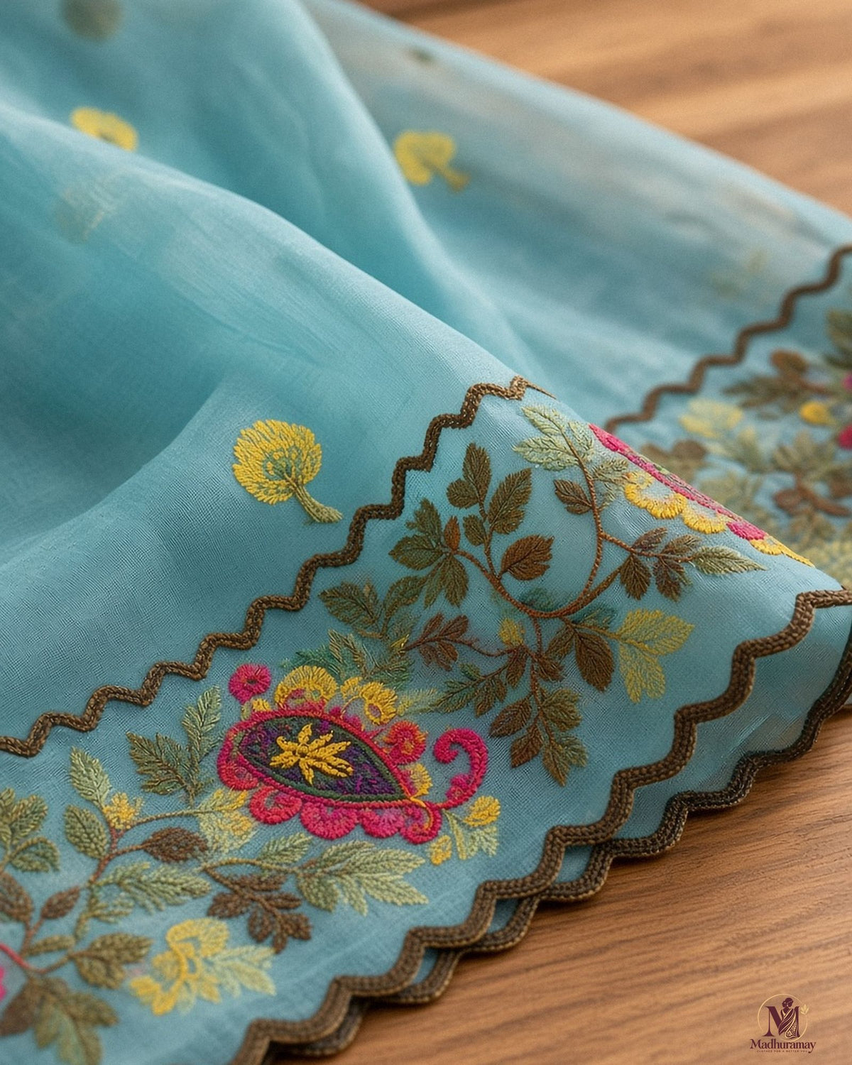 Sky Blue Celebration Blossom Saree - image 4
