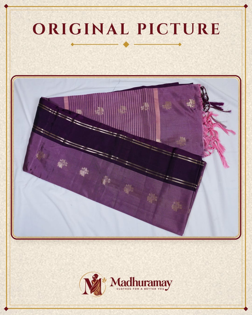 Dusty Mauve & Purple Golden Heritage Festive Saree - image 3
