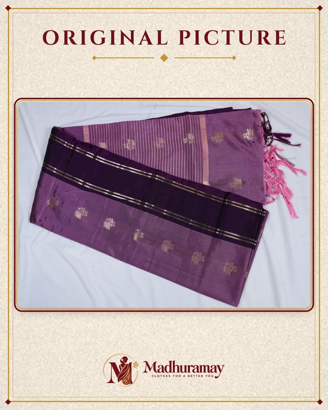 Dusty Mauve & Purple Golden Heritage Festive Saree - image 3