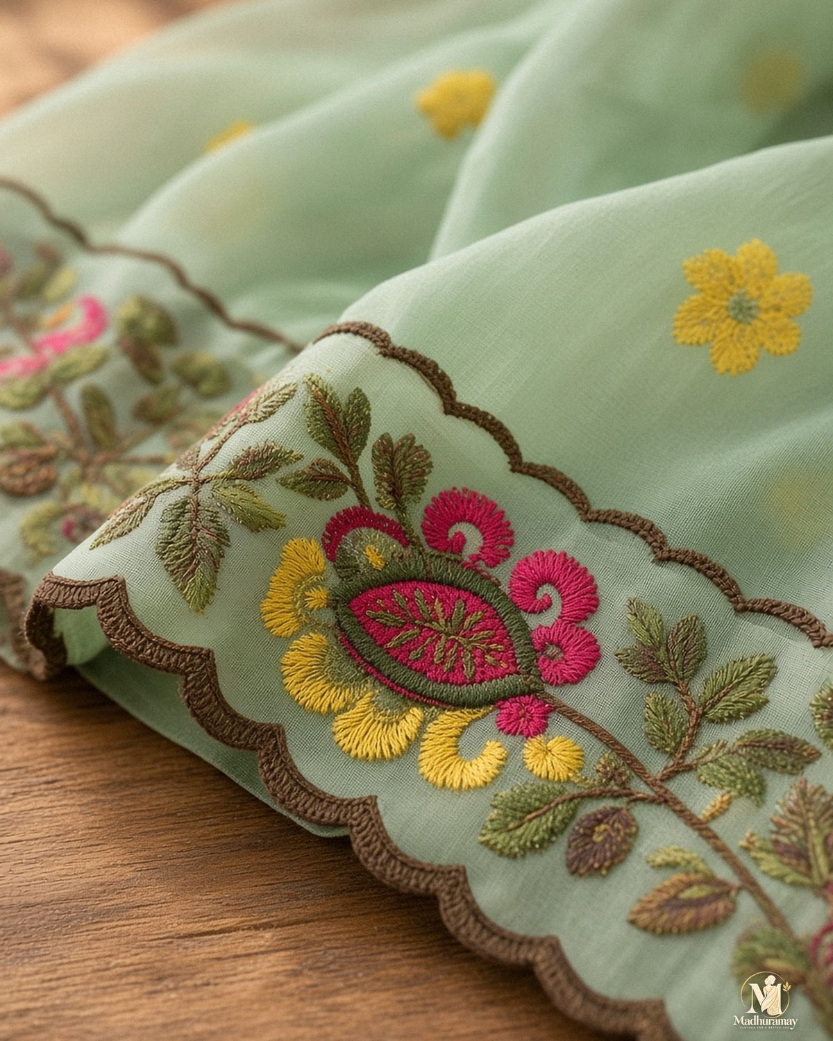 Mint Green Celebration Blossom Saree - image 4